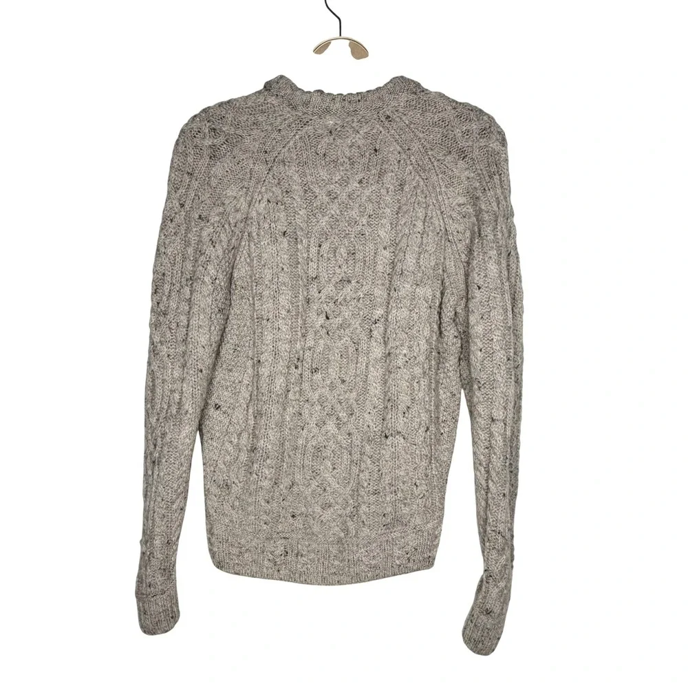 Artisan Knitwear Cable Knit Wool Sweater XS Speckled Tan Crew Neck‎